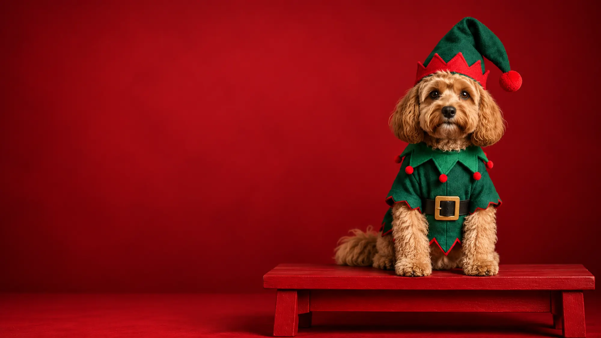 A dog in an elf costume at Good Neighbours Market